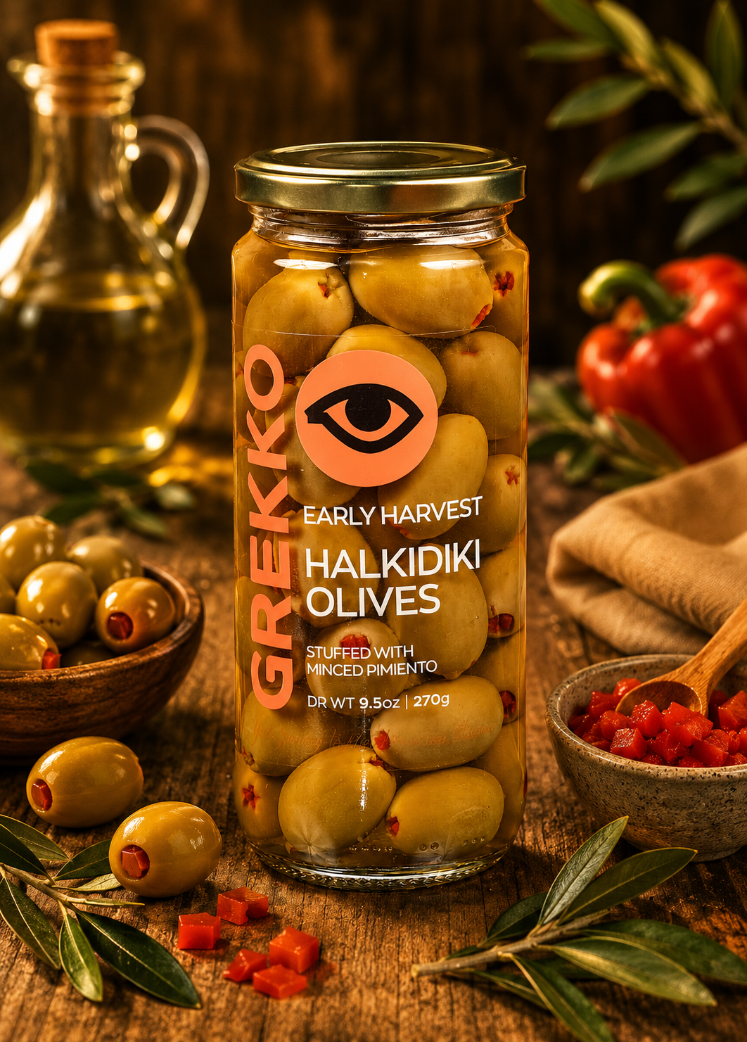 Grek104 - Early Halkidiki Olives Pimento