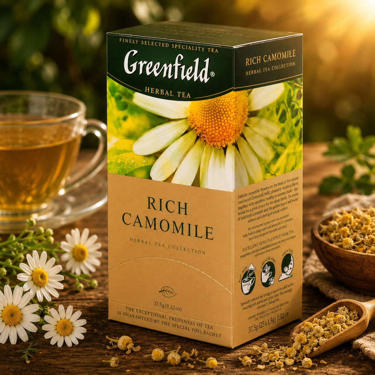 Green107 - Rich Camomile Tea 25 Bags 10 in a case (50g)