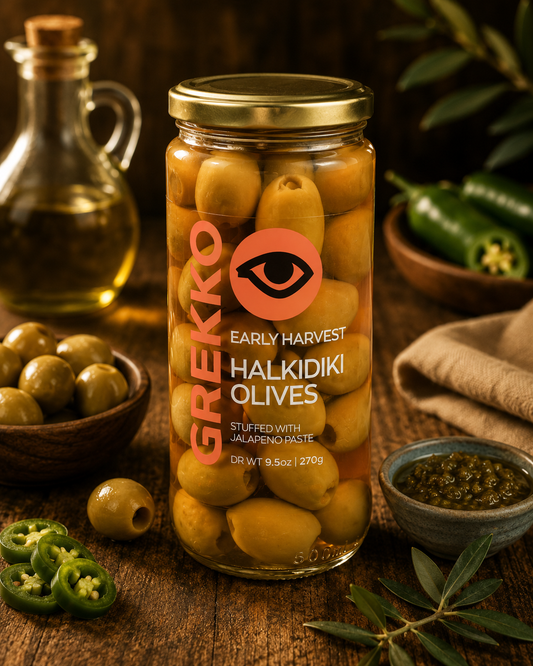 Grek103 - Early Halkidiki Olives Jalapeño